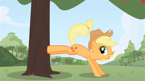 Image Applejack Bucking A Tree In Opening Themepng My Little Pony