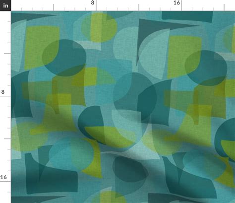 Textured Shapes Abstract One -Teals-teal Fabric | Spoonflower