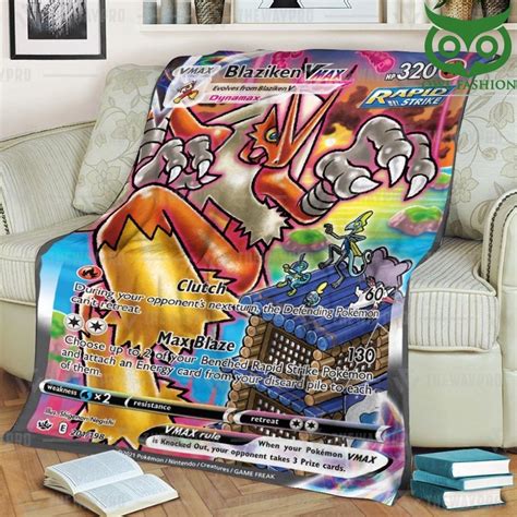 Anime Pokemon Blaziken VMAX Chilling Reign Fleece Blanket High Quality