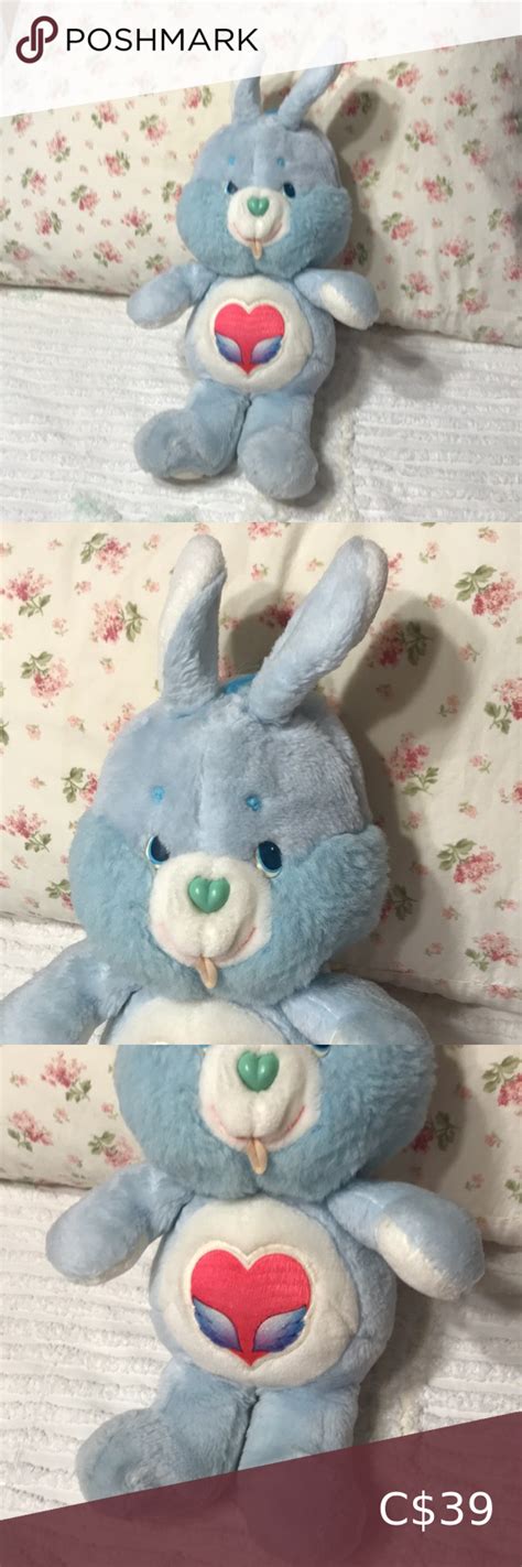 Vintage 1985 Care Bears Cousins Blue Swift Heart Rabbit Stuffed Animal