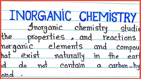 Inorganic Chemistry Definition Of Inorganic Chemistry With Examples