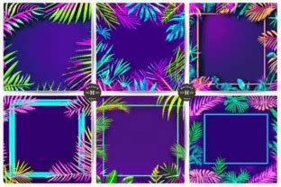 Tropical Leaves With Neon Border Graphic By Hassas Arts Creative Fabrica