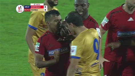 Tense Moment During The Northeast United Fc Vs Mumbai City Fc Clash