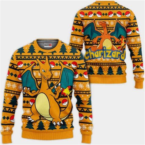 Charizard Anime Pokemon Xmas Ugly Christmas Knitted Sweater Teeruto