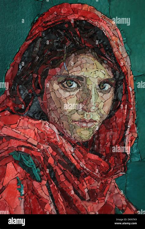 Portrait Of Sharbat Gula Also Known As Afghan Girl Copy Of Steve Mccurrys Famous Photograph