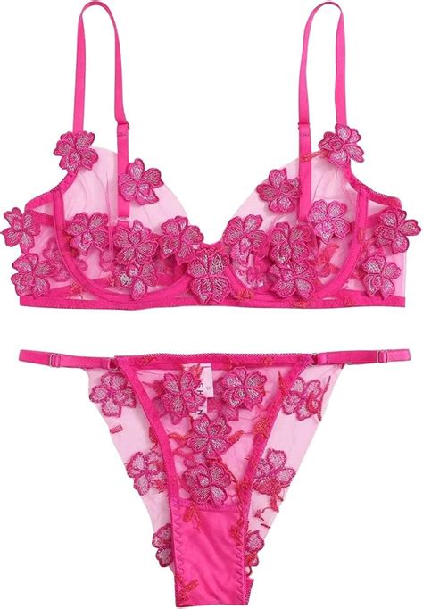 Underwear Ensemble De Lingerie Sexy En Dentelle Avec Motifs Floraux