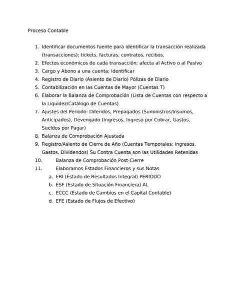 Paso A Paso Edos Financieros Proceso Contable 1 Identificar