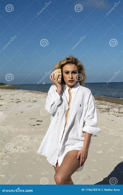 A Lovely Nude Blonde Model Poses while on Vacation in the YucatÃn Peninsula Near Merida Mexico