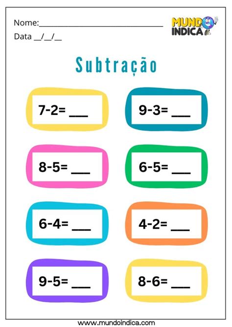 Atividades De Subtração Simples - 10 Atividades de Subtração para Alunos com Autismo para Imprimir