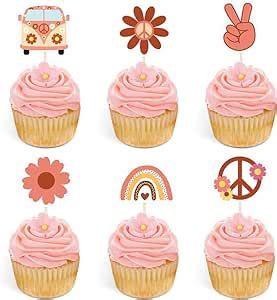 Amazon Keaziu Pack Hippie Theme Cupcake Toppers Peace Sign Hand