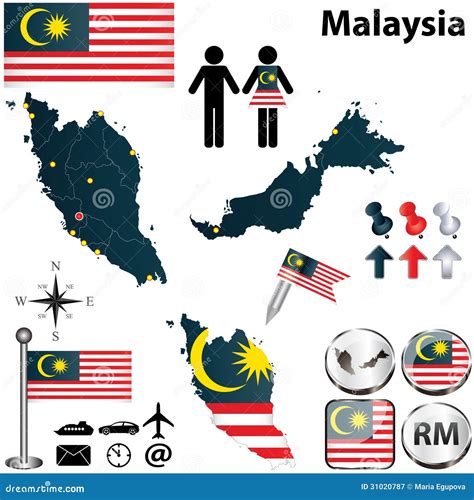 Map Of Malaysia Stock Vector Illustration Of Land State 31020787