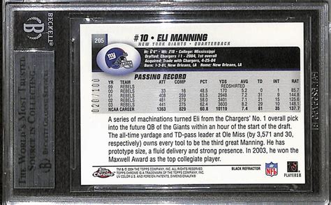 Lot Detail 2004 Topps Chrome Eli Manning Black Refractor Rookie Card