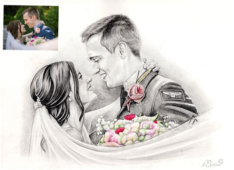 Wedding Drawing Commission Hand Drawn Portraits