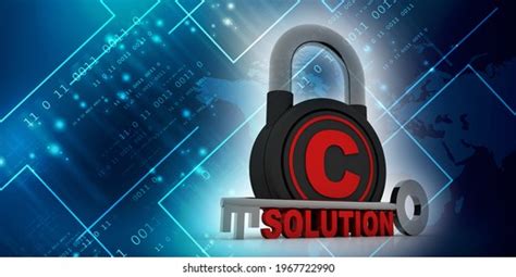 3d Illustration Solution Key Copyright Lock Stock Illustration