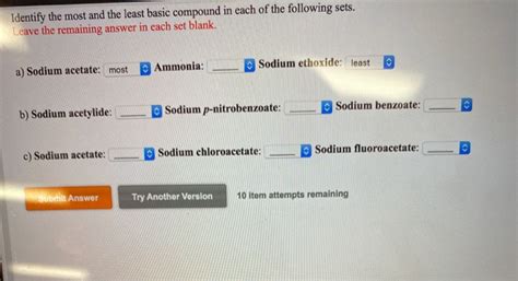 Solved Identify The Most And The Least Basic Compound In