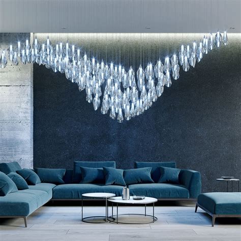 Blue hand blown glass chandelier for luxury living room – MINGHIN LIGHTING