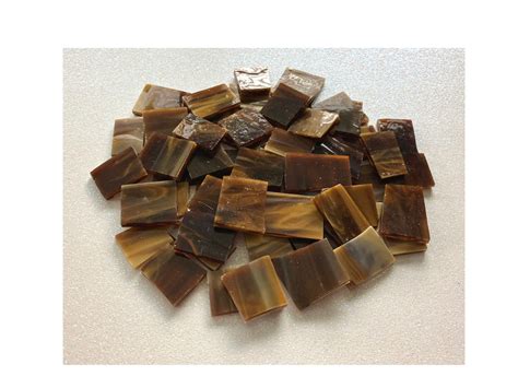 Dark Amber Brown Streaky Stained Glass 50 Pieces Etsy