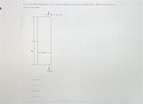 Solved A 25 0 Mm Thick Steel Plate 0 25 M Wide Is Loaded Chegg