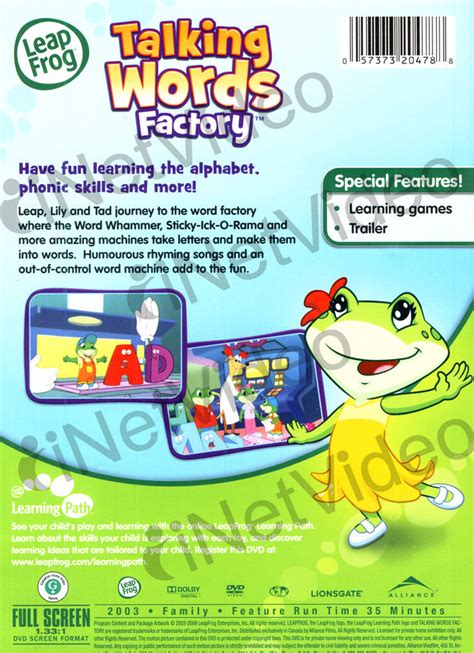 Leap Frog Talking Words Factory Reading Skills All On Dvd Movie