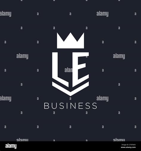 Le Logo With Shield And Crown Initial Monogram Logo Design Ideas Stock