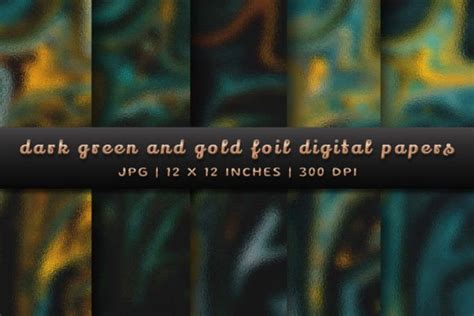 Dark Green And Gold Foil Digital Papers Graphic By Pugazh Logan