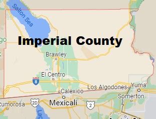 Imperial County on the map of California 2024. Cities, roads, borders ...