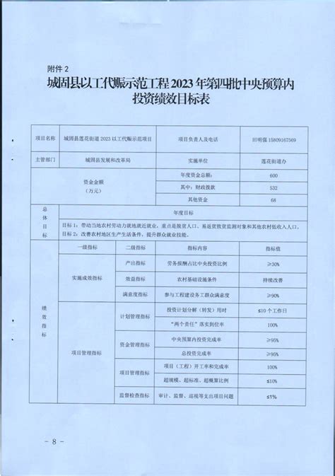 城固县发展和改革局关于下达以工代赈示范工程2023年第四批中央预算内投资计划的通知 城固县人民政府