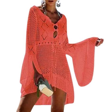 BLOOMER CACHE COUCHE Bikini Cover Up évidement manches évidées pour dames sexy robe à style