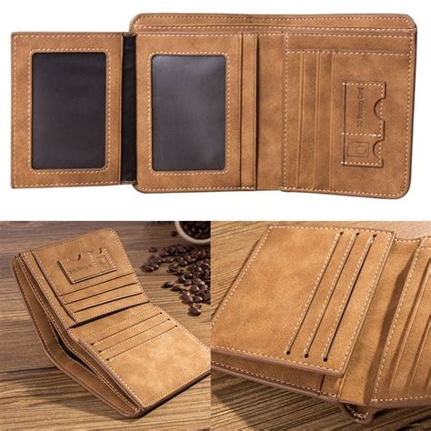 Meihuida Mens Leather Bifold Wallet Slim Hipster Cowhide Credit Card