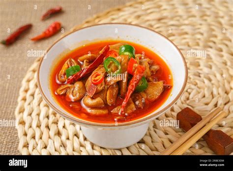 Marinated Slice Pork Intestines On Plate Stock Photo Alamy