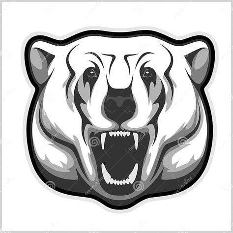 Polar Bear Head Black And White Vector Illustration Stock Vector