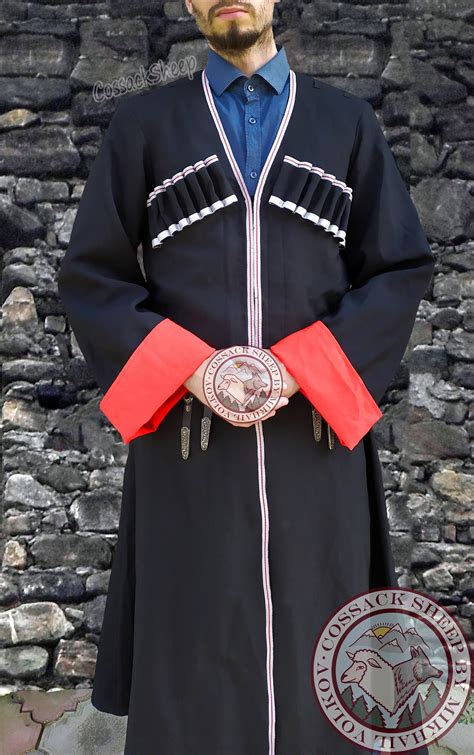 Black Chokha Traditional Coat Man Dress Costume Georgian Etsy