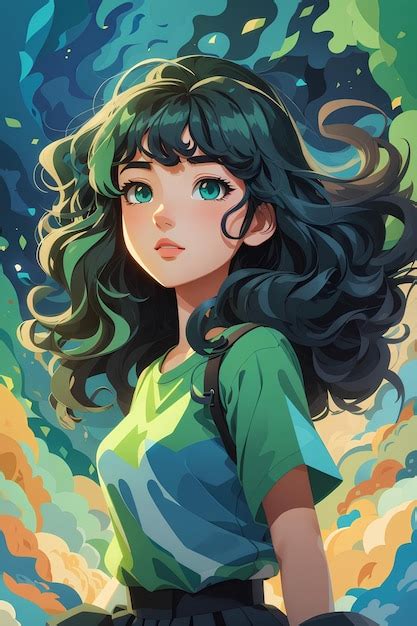 Premium AI Image | Cute anime character girl wavy hair