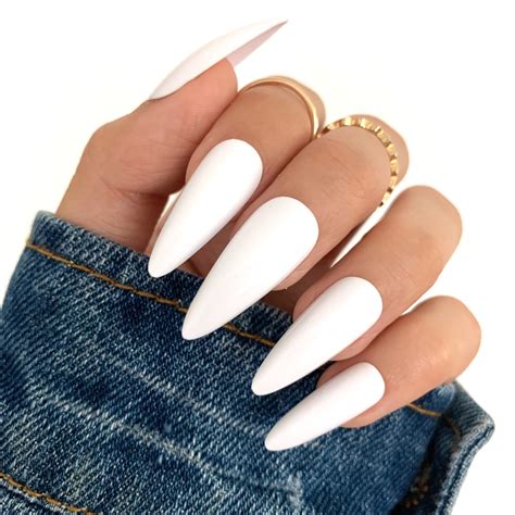 White Pointed Acrylic Nails