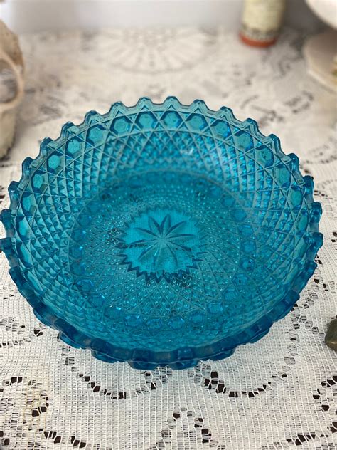 Vintage Blue Glass Bowl Etsy