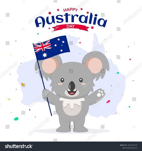 Koala Holding Australian Flag Australia Day Stock Vector Royalty Free