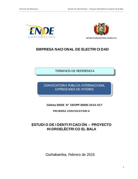 Pdf Empresa Nacional De Electricidad T Rminos De Referencia Estudio