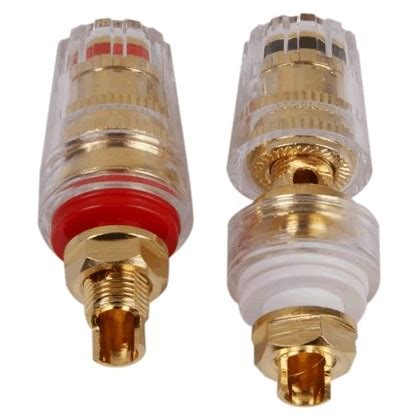 Insulated Terminals Acrylic Plated Gold Mm X Mm Pair Audiophonics