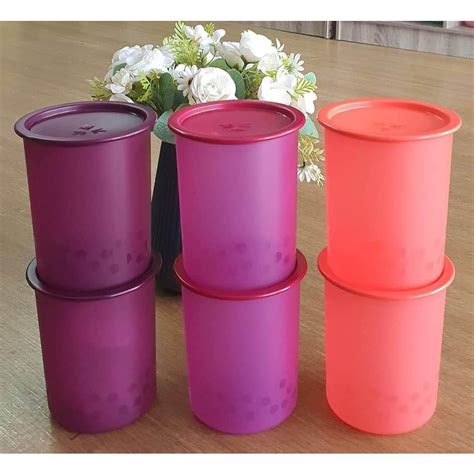 Tupperware Polka Dot One Touch Food Container Airtight Canister Bekas