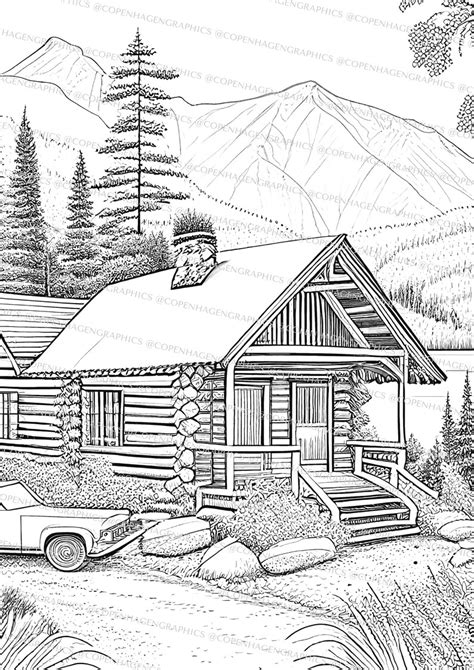 Coloring Book 18 Dreamy Cabins Adult Coloring Book Coloring Book Pdf Coloring Pages Stoner