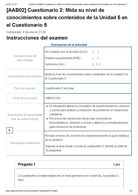 Examen AAB02 Cuestionario 2 Mida Su Nivel De Conocimientos Sobre