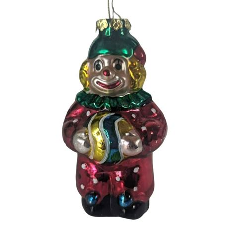 Vintage Blown Glass Clown Holding Ball Christmas Ornament 5 Etsy