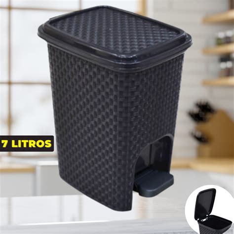 Lixeira 7 Litros Cesto De Lixo Tampa Pedal Para Cozinha Banheiro