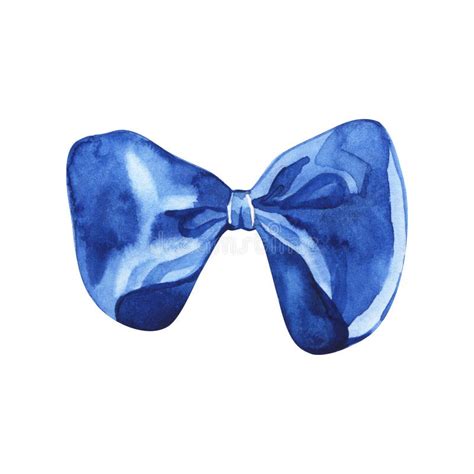 Blue Watercolor Bow Watercolor Illustration On A White Background