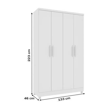 Guarda Roupa Solteiro Amsterdam 4 Portas 2 Gavetas 20207 Neve Tcil Móveis