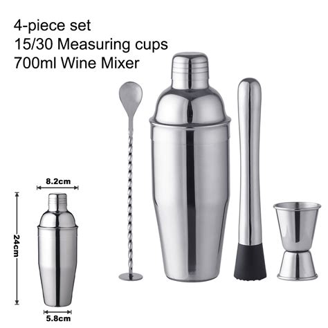 Stainless Steel Home Bar Set Bar Accessories Cocktail Shaker Set with ...