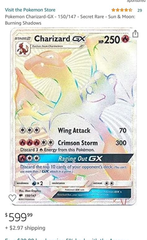 Visit the Pokemon Store 29 Pokemon Charizard-GX - - Secret Rare - Sun ...