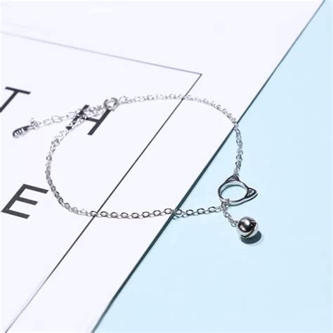 Fresh Design Cute Cat Bell Pendant Bracelet S Silver Ambilight Jewelry