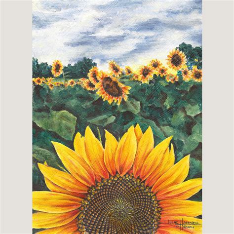 Sunflower Field Painting Watercolor - SUNFLOWER