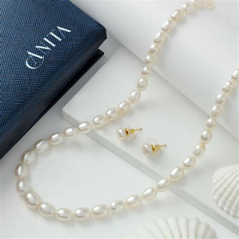 Buy Send Personalized Dainty Oval Pearl Necklace Set Online Igp